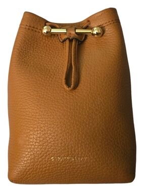 Strathberry Osette Midi Bucket Bag Caramel Tan Pebbled Leather Crossbody